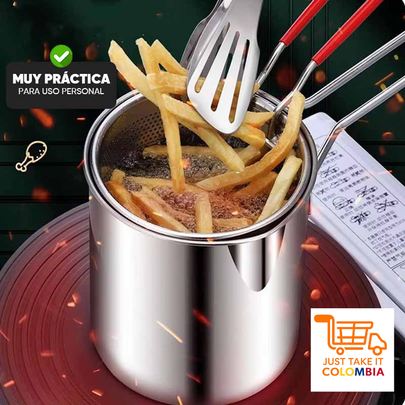 Olla Para Freir Con Colador + Obsequio Pinzas 🎁