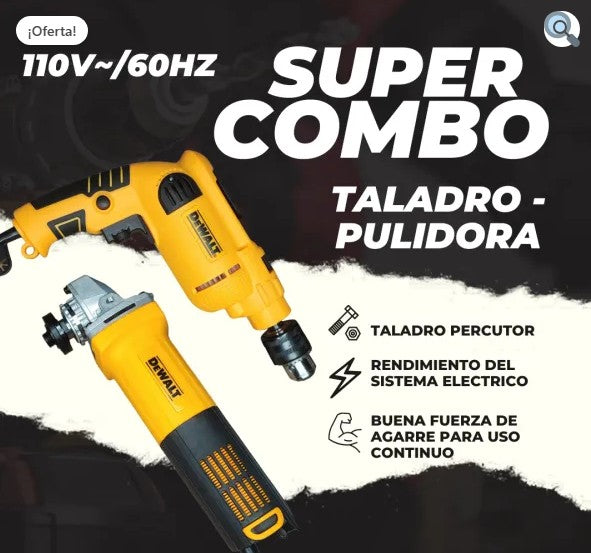 Combo Taladro Percutor + Pulidora Con Maletin DeWALT