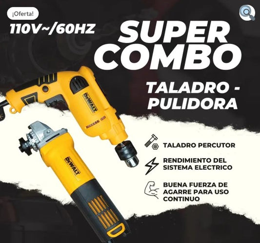 Combo Taladro Percutor + Pulidora Con Maletin DeWALT